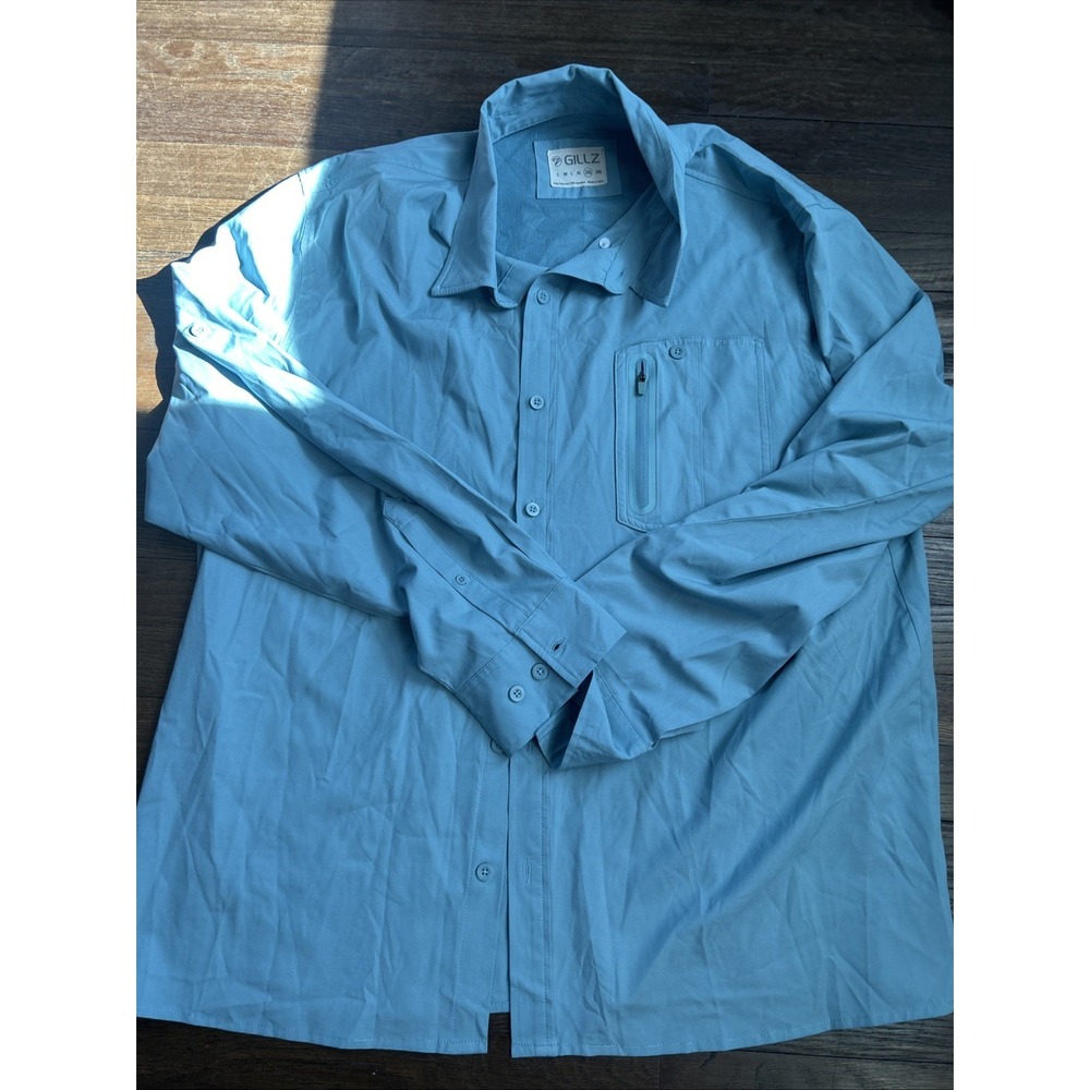 Gillz Vented Button Down Fishing Shirt Blue Men's Size XXL